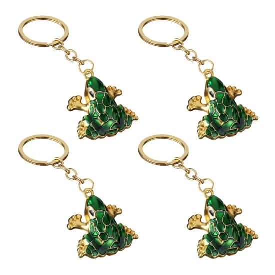 4Pcs Keychain Pendant Zinc Alloy Frog Shape Key Ring золотистый