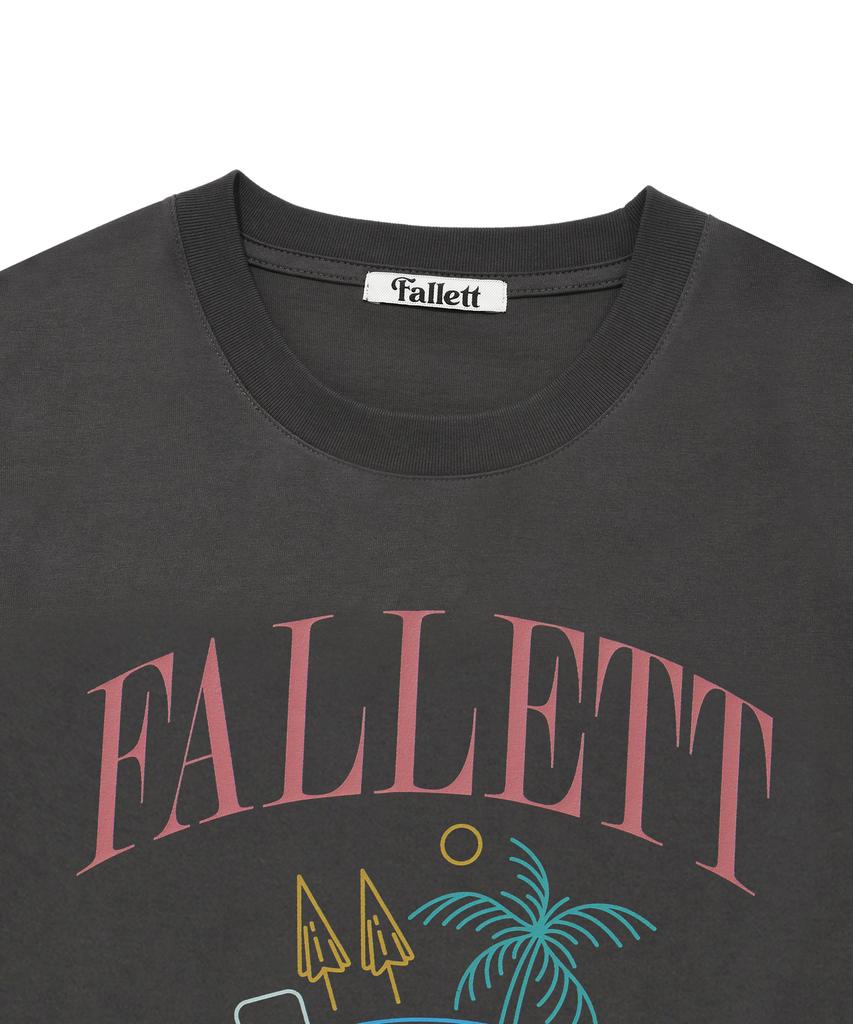 FALLETT Summer Beach Club Short Sleeve T-Shirt Charcoal