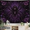 2D Flat, 2D Flat Print 1pc Tapestry Dark Purple Spider Web Tapestry with Moon Phase Mystical Art Themed Party Banner Suitable for Family Parties, Wedd