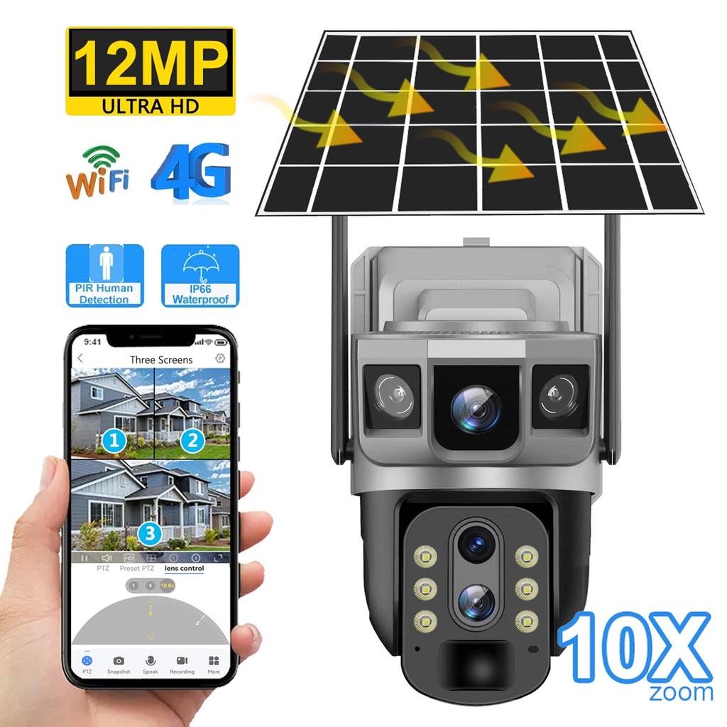 4G/WIFI Solar-Powered Camera, High-Definition PIR Sensor, Night Vision Security Monitoring, Waterproof Surveillance Camera