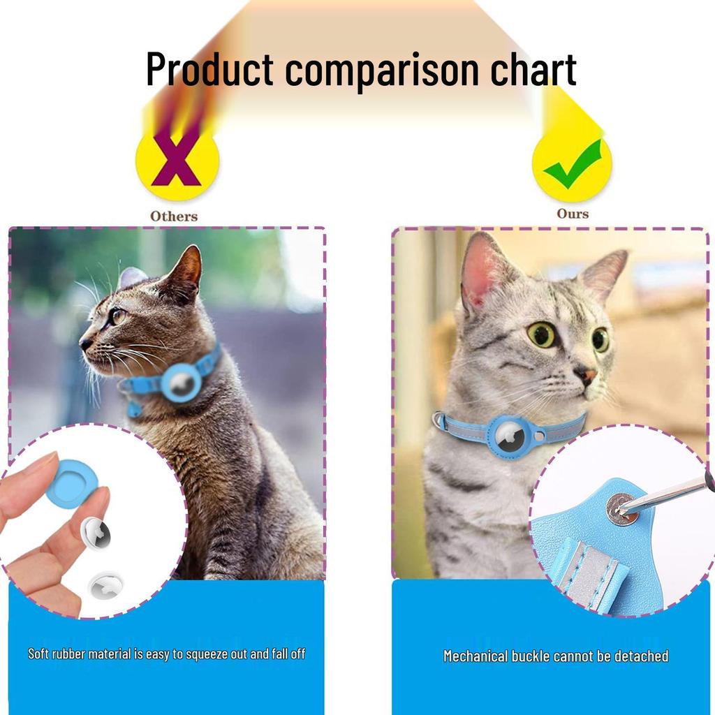 Apple AirTag Protective Pet Collar with Anti-Loss Tracker and Reflective Bell for Cats