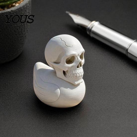 Sculpture Unique Crâne et Canard Ornement Imprimé en 3D, Figurine Gothique, Décoration d'Halloween Créative Haut de Gamme Texturée pour Maison Bureau Chambre Salon