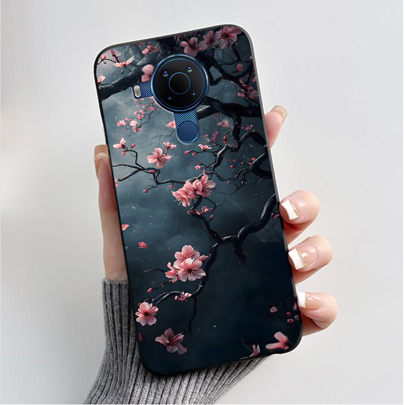 

For NOKIA 5.4 Case NOKIA 5.3 Cover Luxury Fashion Butterfly Flower Painted Black Jelly Soft Silicon Phone Case Nokia 5.4