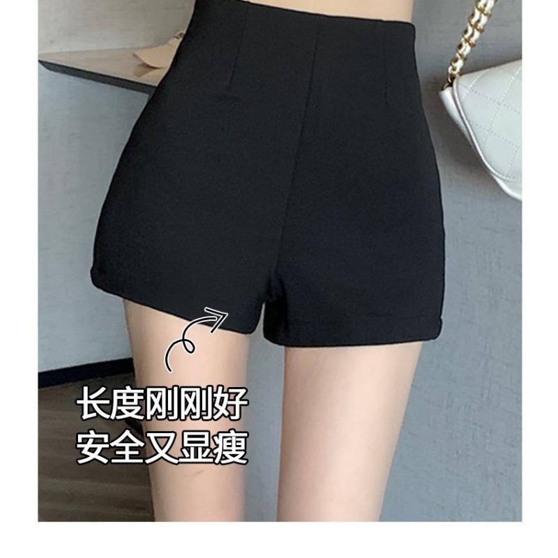 Ψηλόμεσο Σορτς Γυναικείο Άνοιξη και Φθινόπωρο Βασικό Μαύρο Κοστούμι Αμερικάνικο Look Spice Girls Στενή Εφαρμογή Καλοκαιρινό Καυτό Παντελόνι