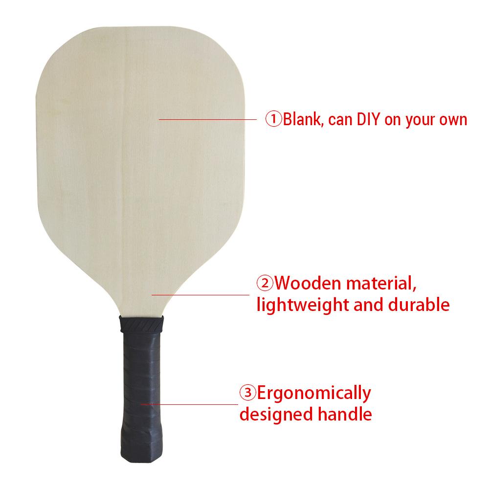 Wood Pickleball Paddle Sports Pickleball Racket DIY Blank Pickleball Racquet for Outdoor Indoor