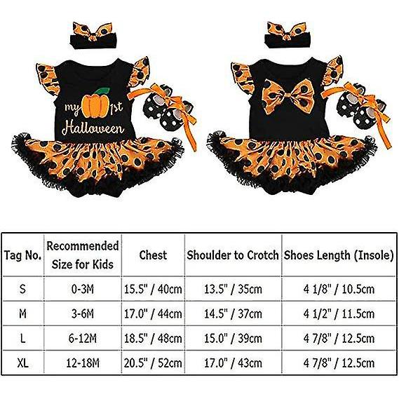 Newborn Infant Baby Girl My 1st Halloween Outfit Flutter Sleeve Pumpkin Bowknot Tutu Princess Polka Dots Romper Dress Set