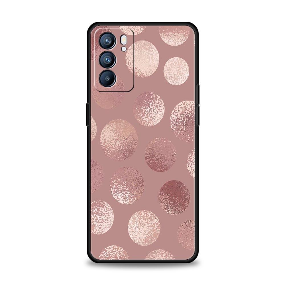 Gold Pink Rose Glitter Hearts Case For Oppo A54 A53 A52 A15 A95 A16 A78 A79 A80 A98 4G Find X5 X6 Reno10 12 13 F Pro 5G Cover