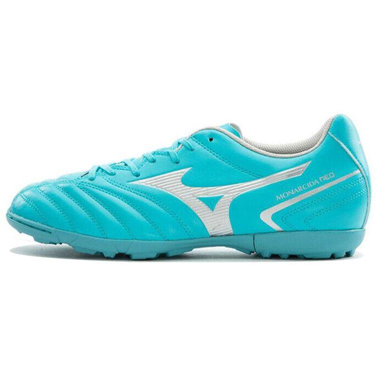 Mizuno Monarcida Neo 2 Round Toe Lace-Up TF (Rubber Studs) Slip-Resistant Durable Lightweight Soccer Shoes Men Sneaker Light-Blue P1GD232525