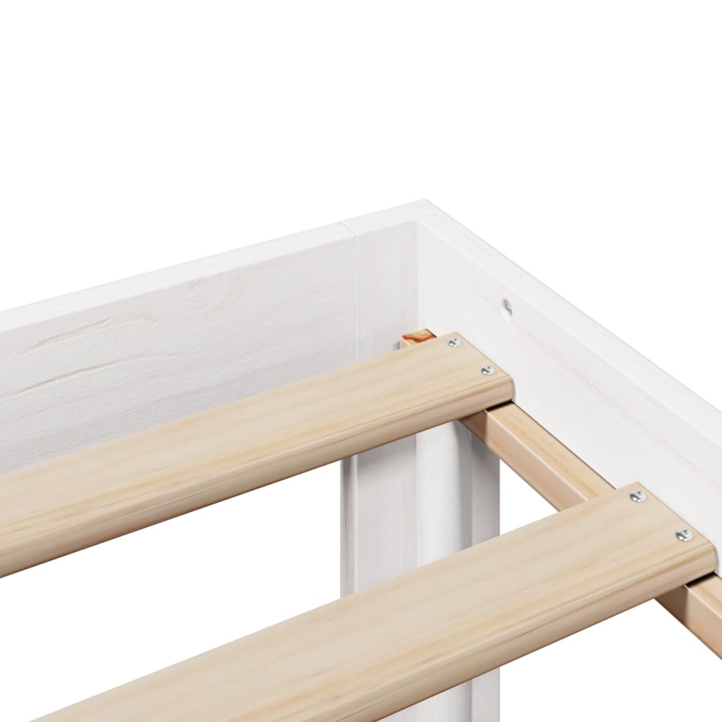 Solid Wood Bed with Shelf Without Mattress White 140x200 cm Pine