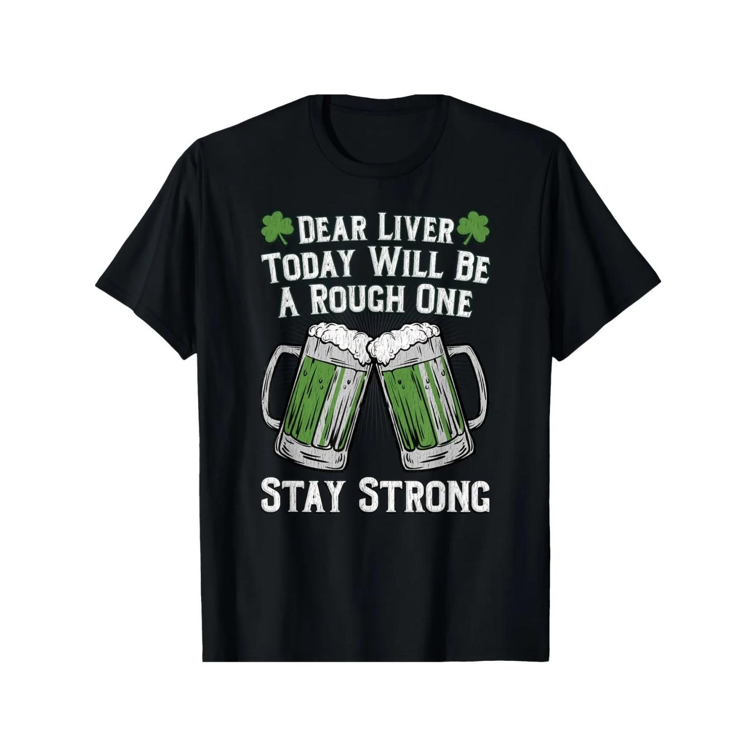

Men s Fun Liver Health Humorous T-shirt - _Dear Liver, Today Will Be Hard, Keep Going_ Slogan Men s Printed Short Sleeved Shirt XXXXXL чорний