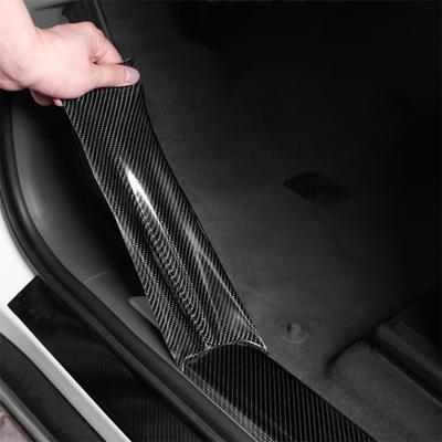 1.97/2.76x39.37 Zoll 5D Kohlefaser Auto Einstiegsleiste Aufkleber Türkante Kratzschutz Trittschutz Karosseriefolie Klebeaufkleber