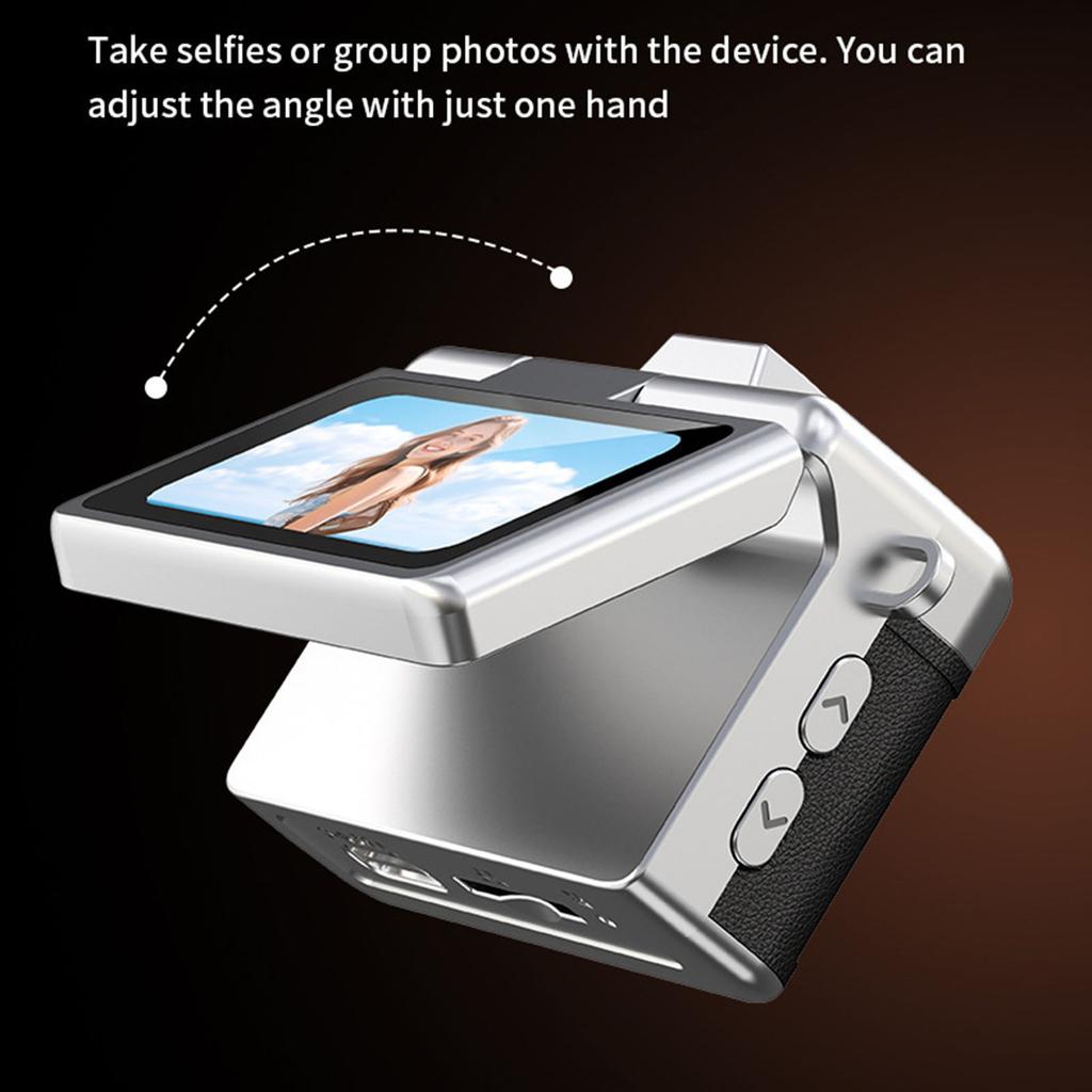 Retro Style Mini CCD Camera 1.47-inch Display Keychain Digital Camera 1080P Flip The Lens Digital Camcorder for Kids Students