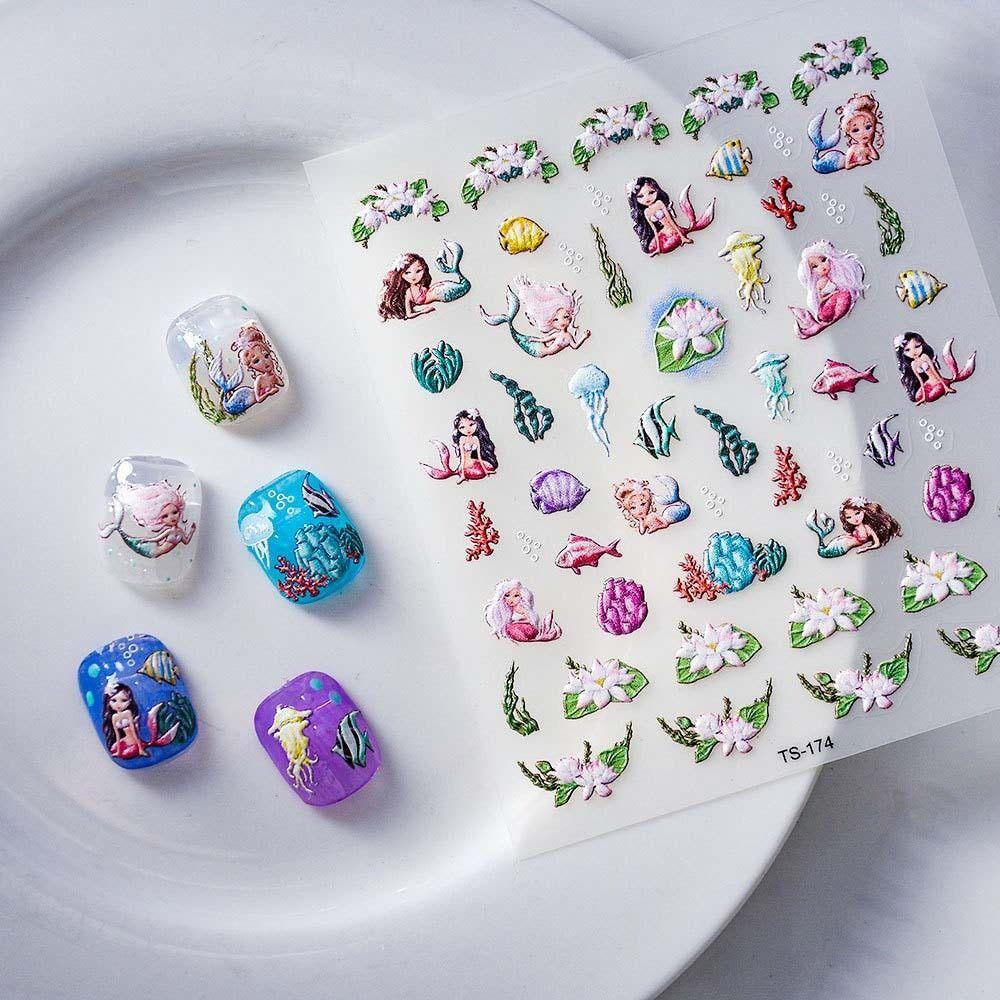 Dolphin Ocean Nail Stickers Sea Jellyfish Ocean Nail Decorations  Summer Beach