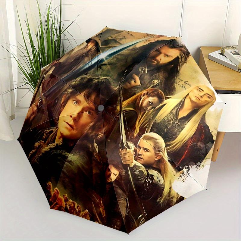 1pc The-Hobbit Automatic Open/close, Portable Folding Umbrella for Women & Men,Compact Parasol, Outdoor Accessory,, Durable Frame yy250809207