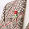 Hollow Crystal Red Rose Flower Korean Enamel Pin Women Rose Brooches Backpack Decoration Badges Pin