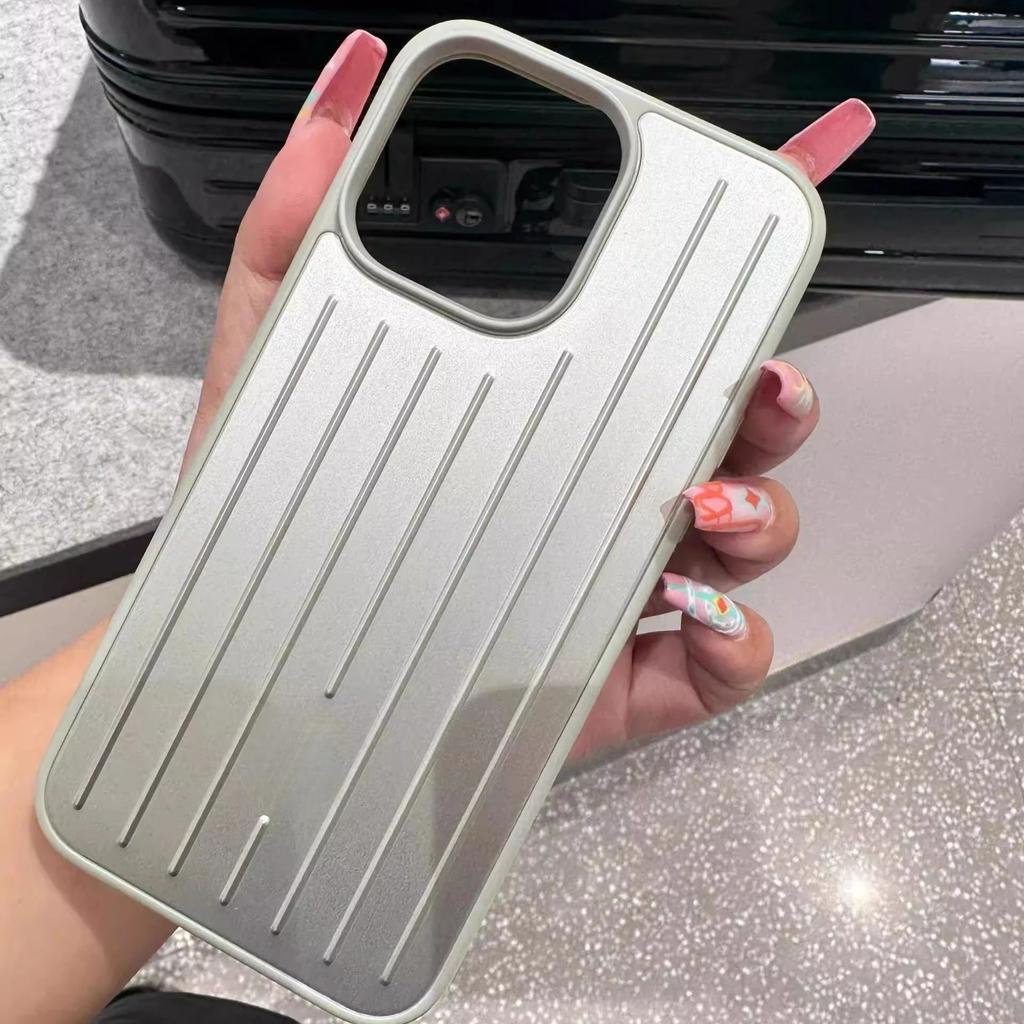 Stylový 3D vlnitý pruhovaný business kufr pouzdro na telefon pro iPhone 16 15 14 13 ProMax kryt tvrdý nárazuvzdorný kryt s krabičkou
