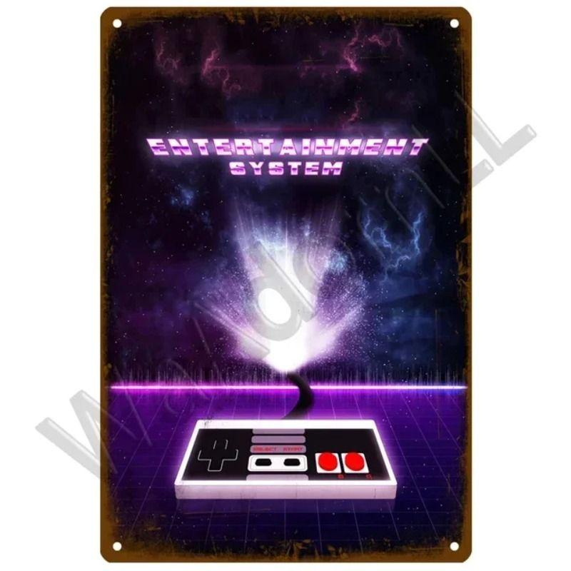 Vintage Gaming Theme Tin Painting for Game Room Club Home Wall Decor