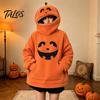 Halloween Pumpkin Hoodie Women Oversized Hoodie, Fall Long Sleeve Hooded Loose Fit Sweatshirt with Pocket, Jack-O-Lantern Holiday Costume Pullover Top