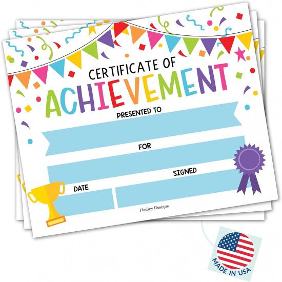 Certificate Of Achievement Awards - 25 Student Award Certificates For Kids, 8x10  Blank Award Certificate Paper, Preschool & Kindergarten Graduation 8x10 inches