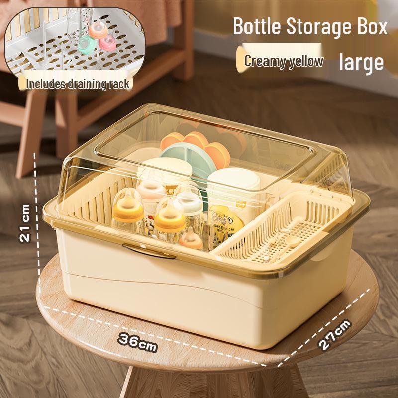 Cutlery & Bottle Drying Rack with Dustproof Lid for Baby Utensils