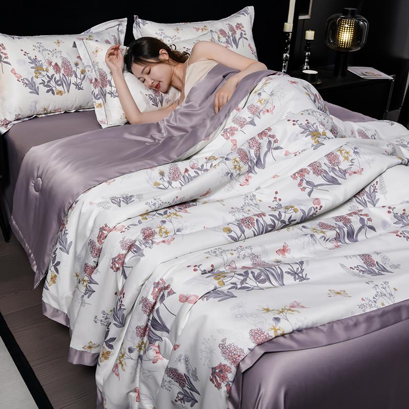 Summer Duvet Smooth Quilt Single/Queen Size Bedspread Skin-friendly Comforter Floral Style Duvets Edredon (No Pillowcase)