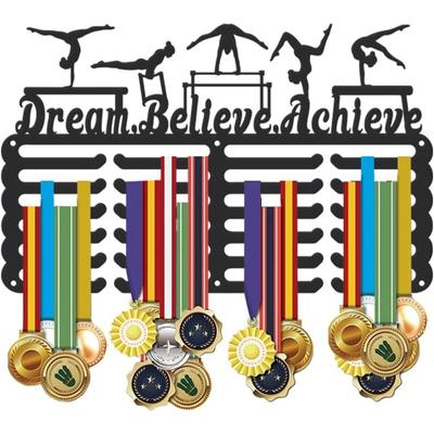 Matte Black Iron Medal Holder Wall Mount Race Ribbon Display Rack Sports Award Organizer Gift for Athletes