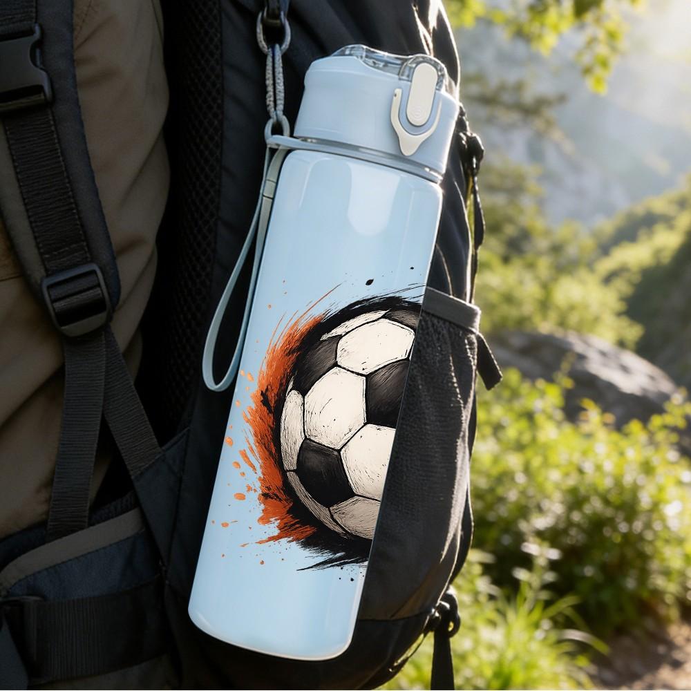 1PC Soccer Football 750ml Color Plastic Sports Water Bottle Leakproof Flip Straw Lid Suitable for Sports Office Home Use