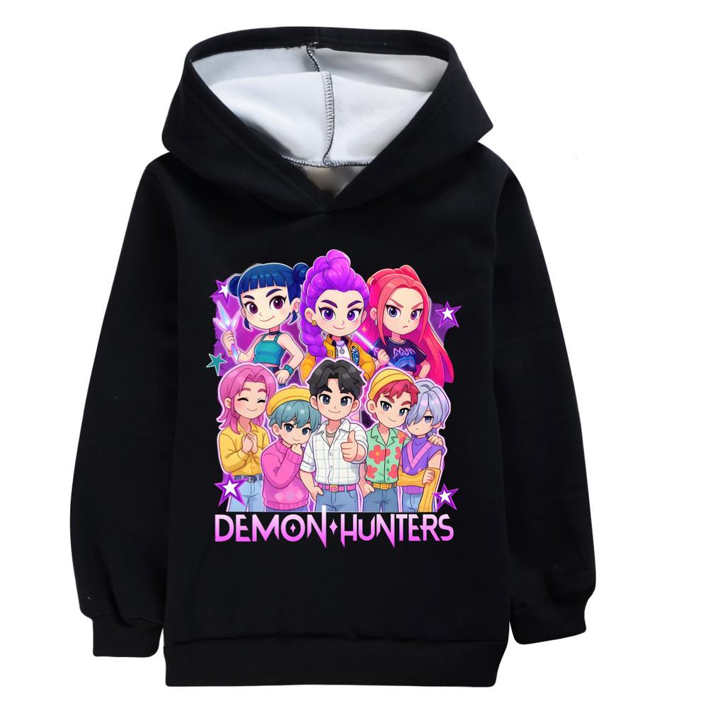 4899 Girls Kpop Rumi Zoey Mira Sajaboys Print Children Long Sleeves Velvet Warm Winter Hoodie