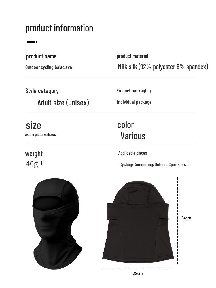 Quick-Dry Multifunctional Summer Cycling Face Mask: Breathable, Sun-Protective, Ice Silk Balaclava & Headband