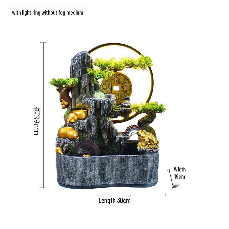 Feng Shui Wheel Fountain for Attracting Wealth: Rockery Water Feature for Office, Living Room, or Entryway - Perfect Housewarming Gift