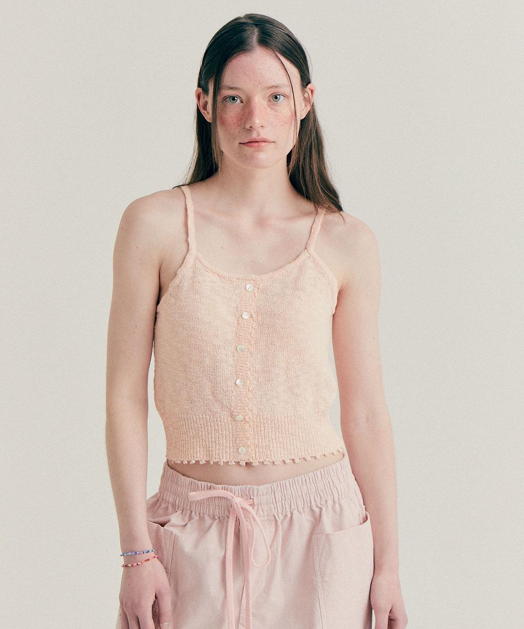 Bensimon Slub Button Sleeveless - Pink Pink/Free