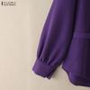 ZANZEA Women Casual Turn Down Collar Long Sleeve Elegant Blouse