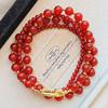 Vintage High Quality 7A Pigeon Blood Red Chalcedony Double Layer Design Sense Sweater Chain Necklace Collarbone Chain Female
