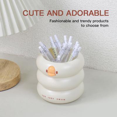 Cartoon Pen Holder Desktop Pencil Organizer Makeup Brush Storage Cups Plastic Ducks Pen Bucket Pen Pencil Pot Pen Storage