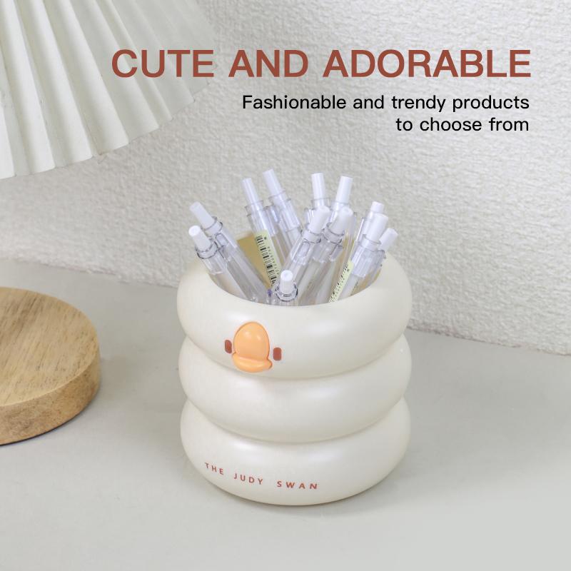 Cartoon Pen Holder Desktop Pencil Organizer Makeup Brush Storage Cups Plastic Ducks Pen Bucket Pen Pencil Pot Pen Storage