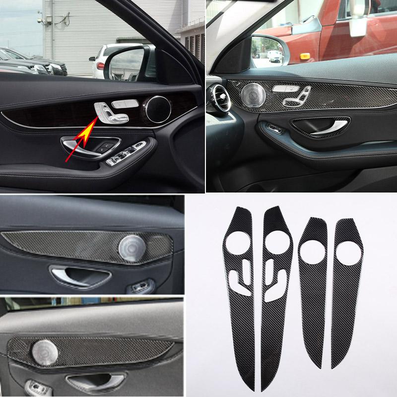 Soft Carbon Fiber For Mercedes Benz C GLC Class W205 2014- Interior Door Decoration Panel Cover Trims Car Accessories