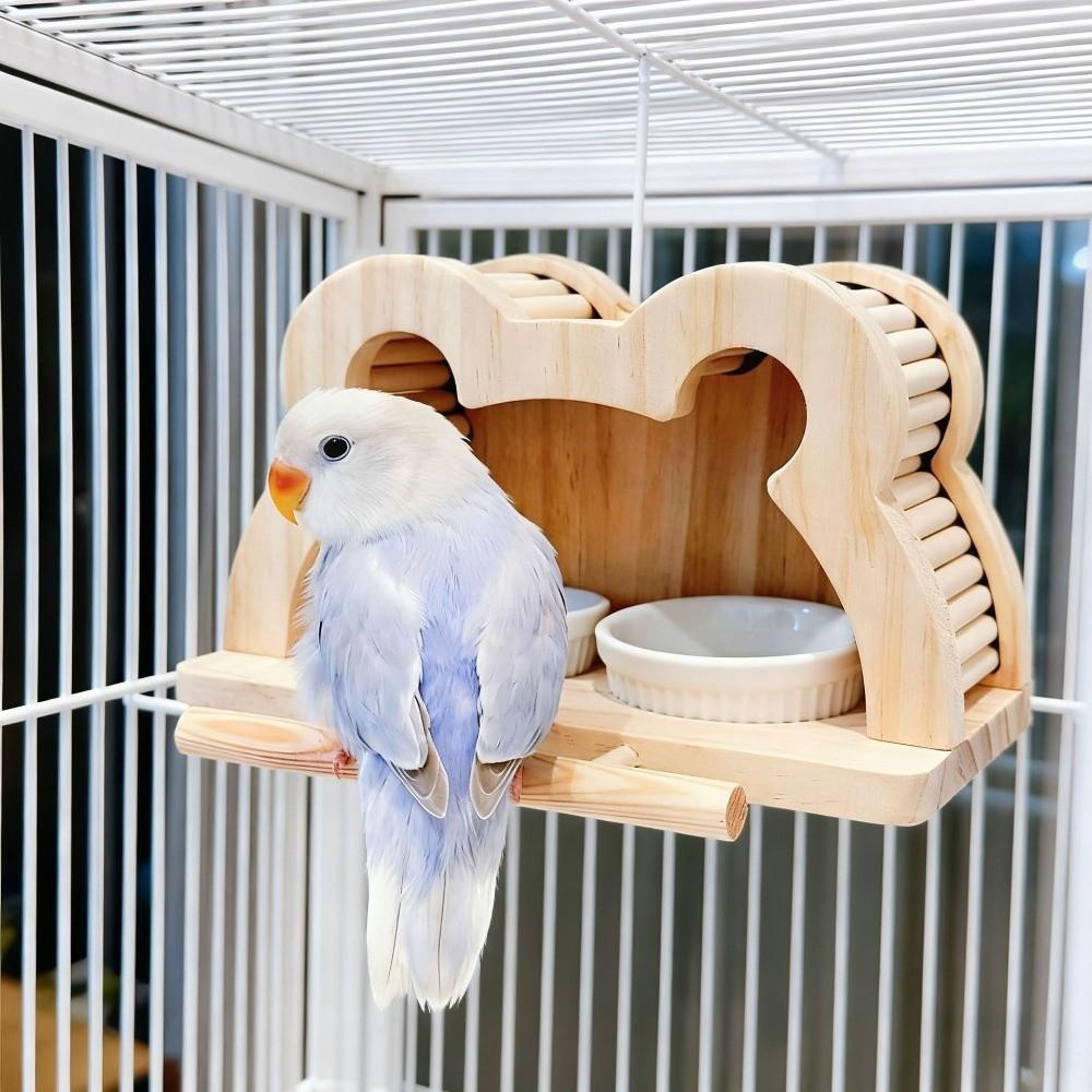 Large Capacity Wooden Bird Nest House Bite Resistant Bird Perch Bird Feeding Station  Aviary Use