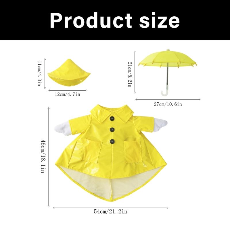 Porch Geese Waterproof Costume Plastic Raincoat And Umbrella Set For 17 Inch Yard Decoration