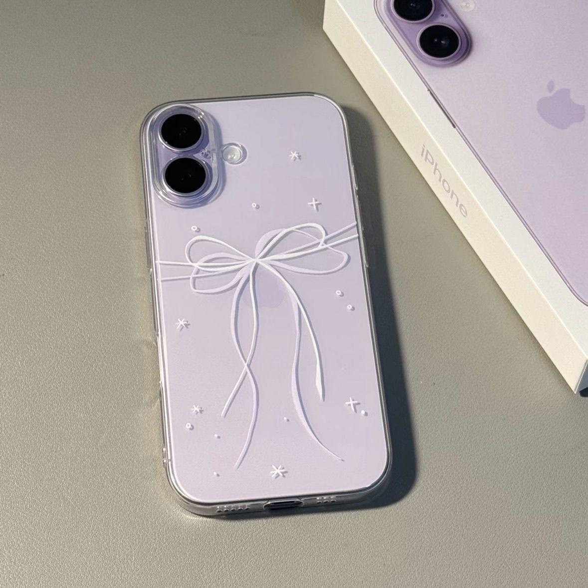 

Compatible Phone Case for Apple 17/17PROMAX, 16PRO, 15, Purple Bow 13, Transparent 11, XS/XR with Precision Cutouts Apple 14
