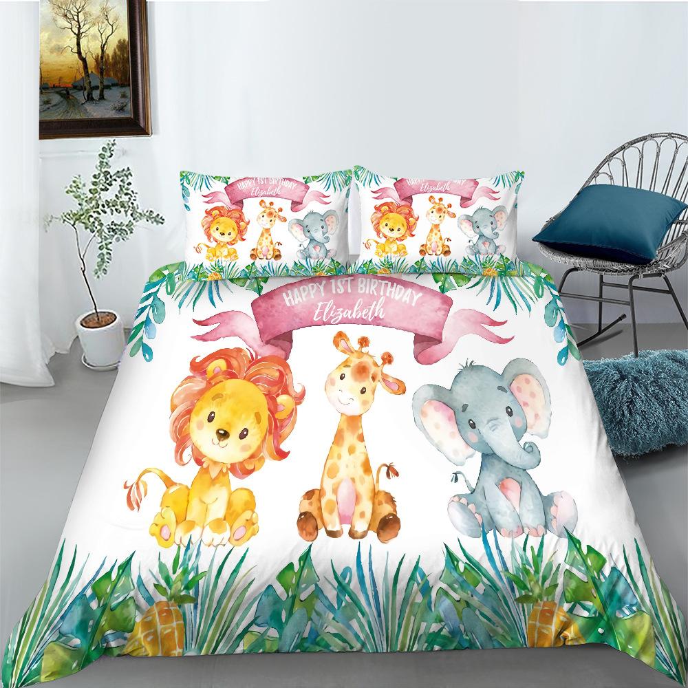 Cartoon Animal Series Bedding Three-Piece Polyester Dinosaur Digital Printing