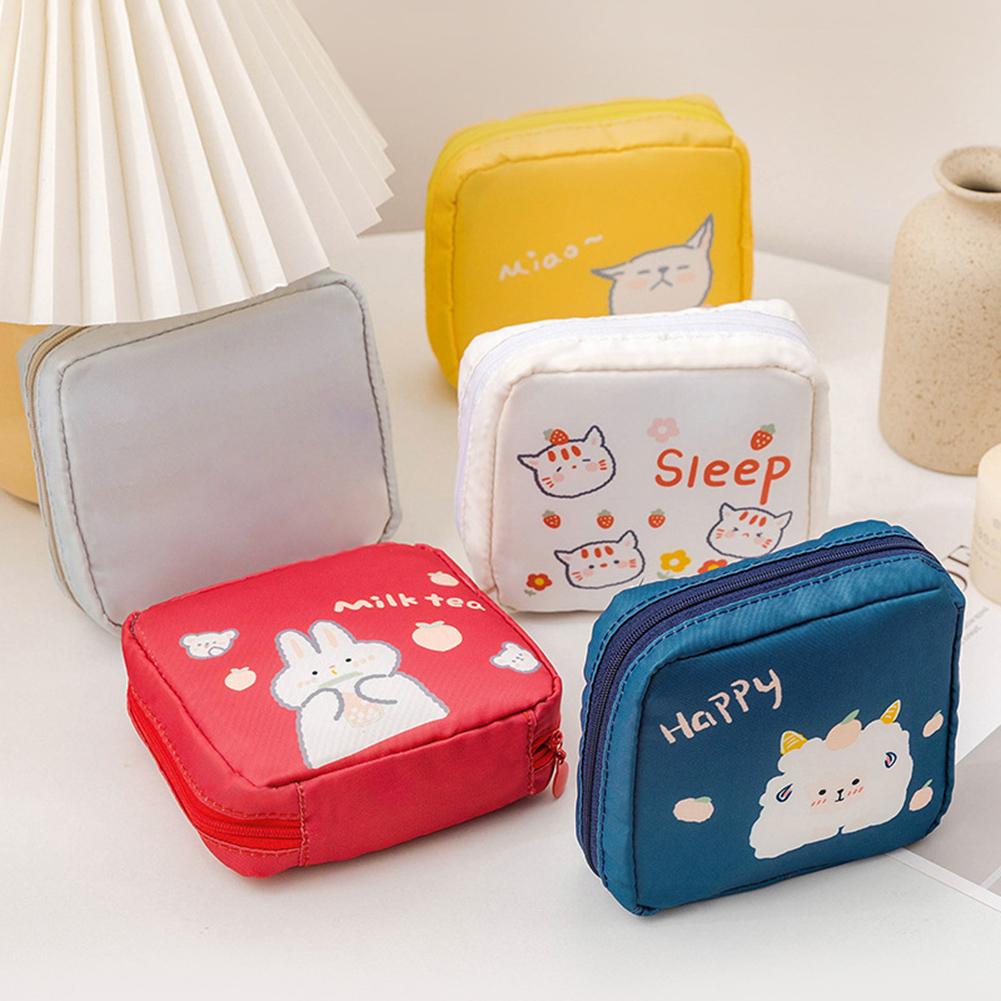 Women Tampon Storage Bag Waterproof Mini Sanitary Napkin Toiletry Bag Travel Cosmetic Bag Makeup Pouch Data Cable Women'S Bag