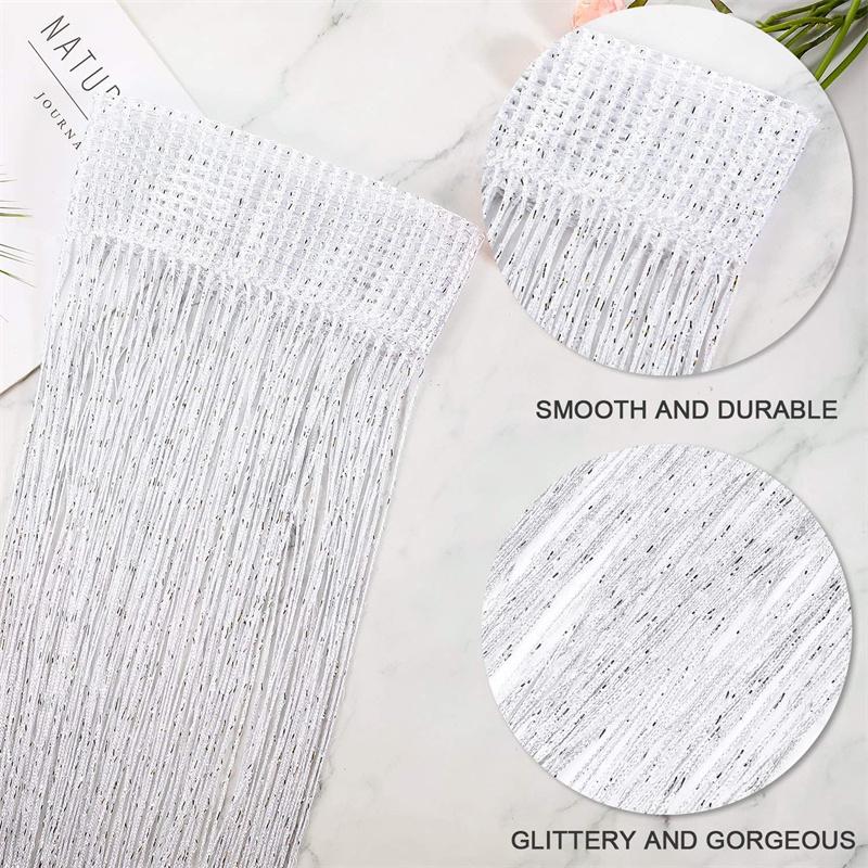 4pcs String Curtains for Doorways Glitter Beaded Curtains Door Sparkle Beads Curtain Open Closet Laundry Hanging Glisten Beads Window Girls