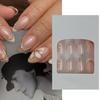 S.A.V.I Reusable Press On Nails for Women | Nude Pink with Gold Floral & Glitter Art | Medium Length Round Shape | ABS Material | 24 Pcs Kit with N