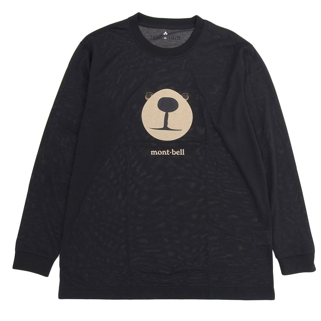 Mont-bell Montabear Face Wic. Long Sleeve T-shirt Men's Women's Black 1114773