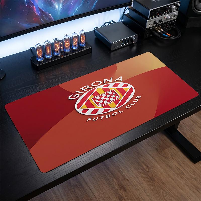 Girona FC Theme Pattern Mouse Pad, Soccer Logo Design XXL Gaming Desk Mat Non-Slip Computer Mouse Pad