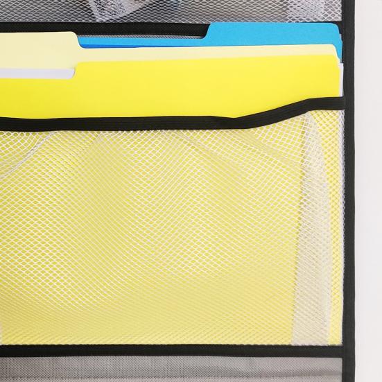1 Set Hanging Bag with 2 Hooks 5 Pockets Large Caliber Easy Access Visible 5-Skeleton Hanging Storage Pouch Wardrobe Supply