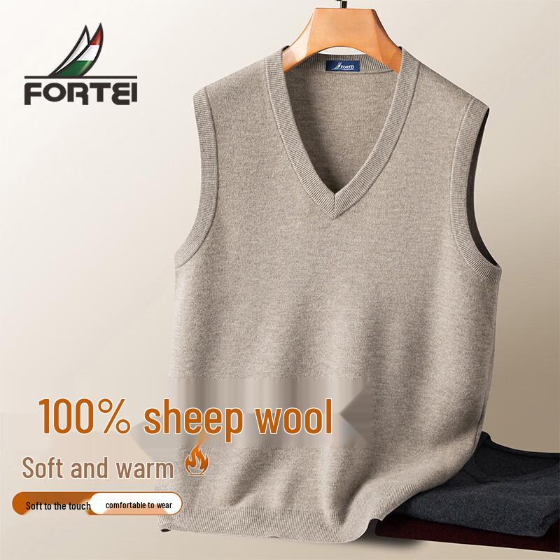 

Мужской вязаный жилет-свитер с V-образным вырезом из 100% натуральной шерсти ягненка 52