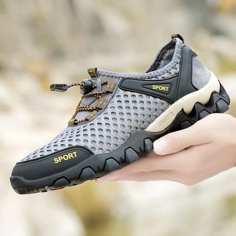 Men Casual Sneakers Breathable Mesh Shoes Mens Non-Slip Outdoor Hiking Shoes Mens Climbing Trekking Shoes Zapatos Hombre Summer