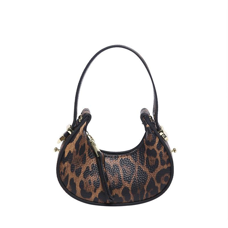 Exquisite mini leopard print women's bag fashionable new niche dumpling bag texture trendy crossbody portable crescent bag light tide