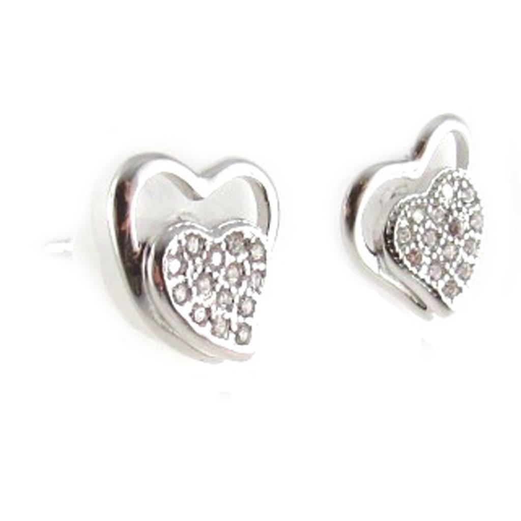 Les Trésors De Lily [L1822] - Silver 'Love' Earrings Silver White (rhodium Plated) - 10x9 Mm